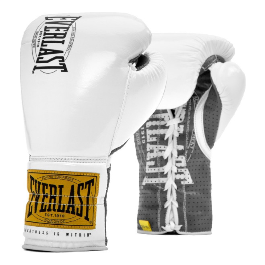 Everlast 1910 Pro Fight Gloves - White - 10 Oz