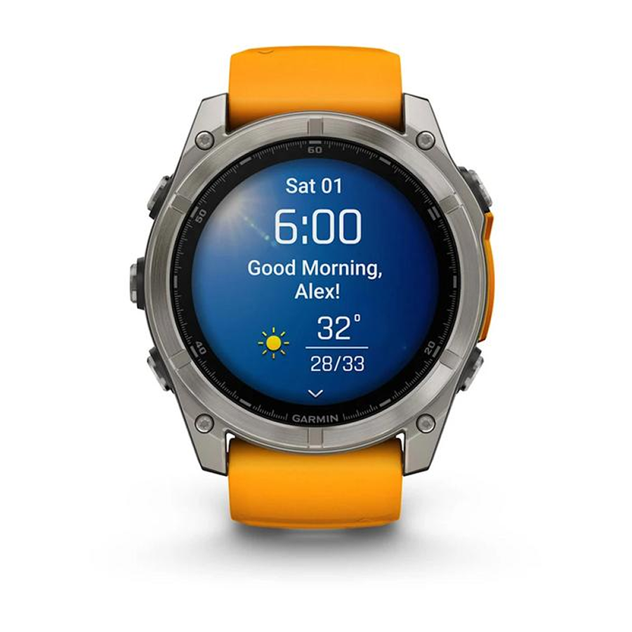 Garmin fenix 8 - 51 mm, AMOLED Sapphire, Titanyum Turuncu/Grafit Kayışlı