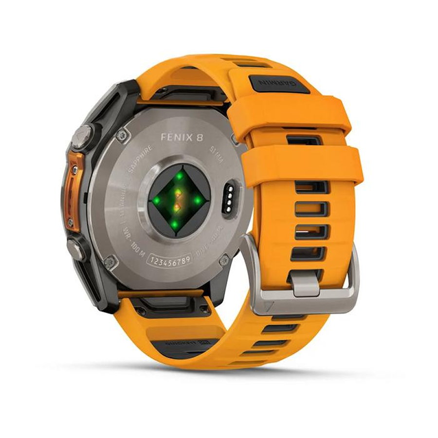 Garmin fenix 8 - 51 mm, AMOLED Sapphire, Titanyum Turuncu/Grafit Kayışlı