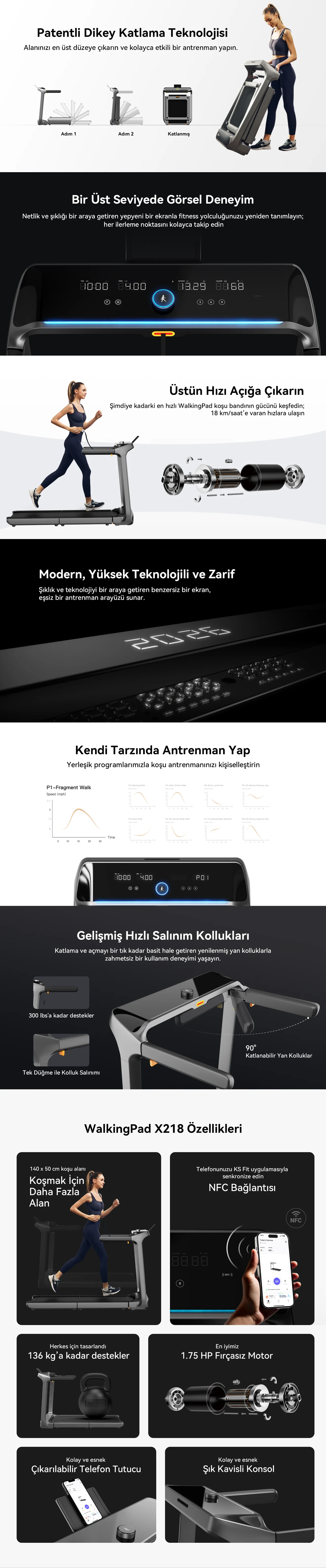 Walkingpad X218 Katlanabilir Koşu Bandı Özellikleri