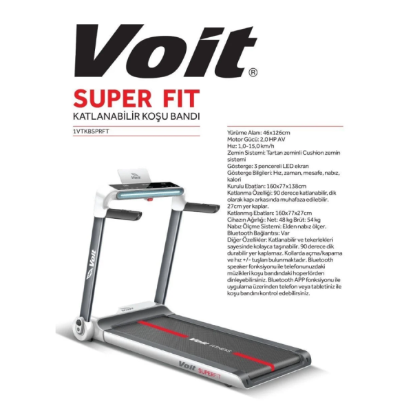 Voit Süper Fit Katlanabilir Slim 26cm Koşu Bandı