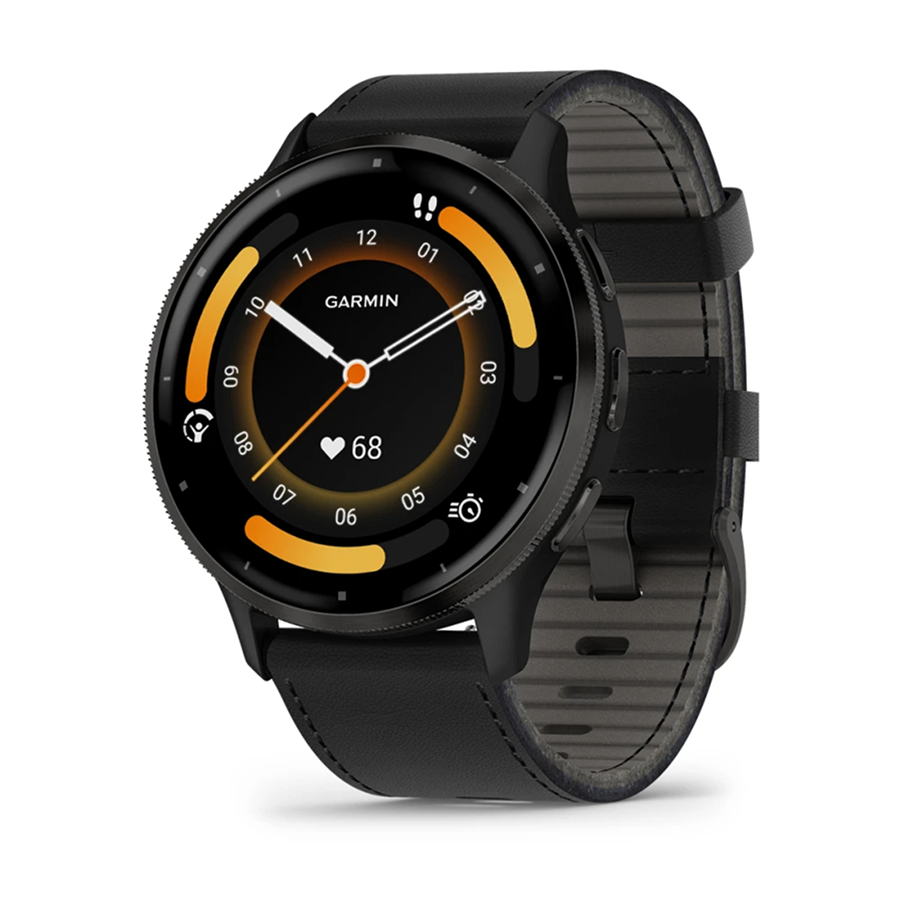 Garmin Venu 3, GPS, Wi-Fi, Black Leather Strap