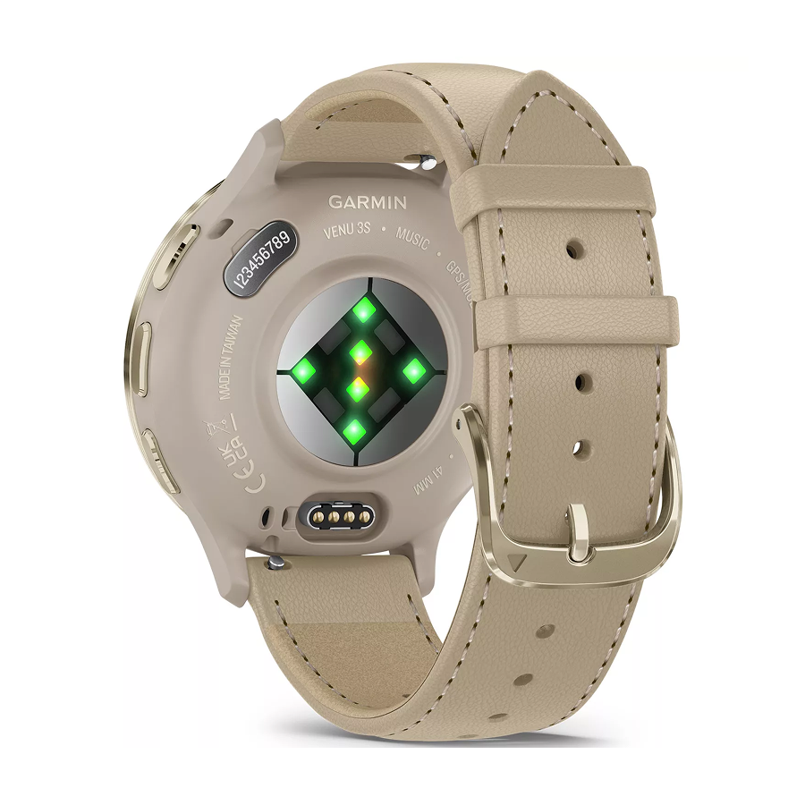 Garmin Venu 3S, 41mm, GPS, Wi-Fi, Fr. Gray + Soft Gold, Leather, EMEA/ANZ