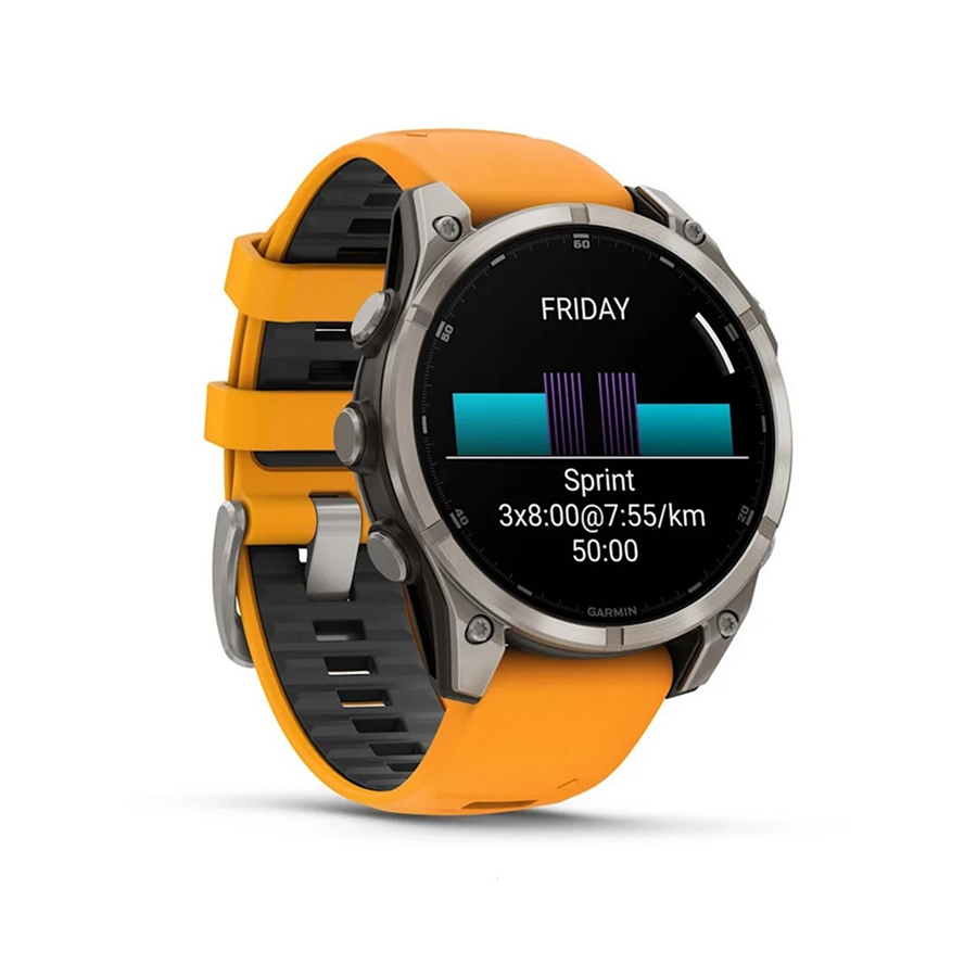 Garmin Fenix® 8 AMOLED Sapphire – 47mm Titanyum Kasa, Spark Orange / Graphite Silikon Kayış