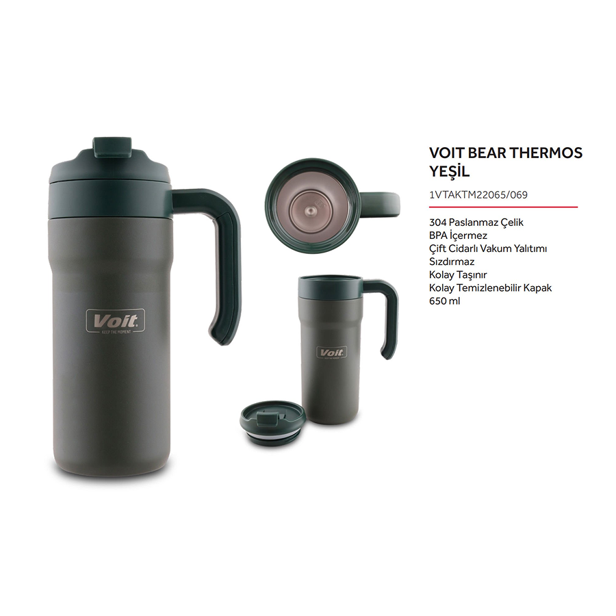 Voit Bear Termos 650 ml - Yeşil